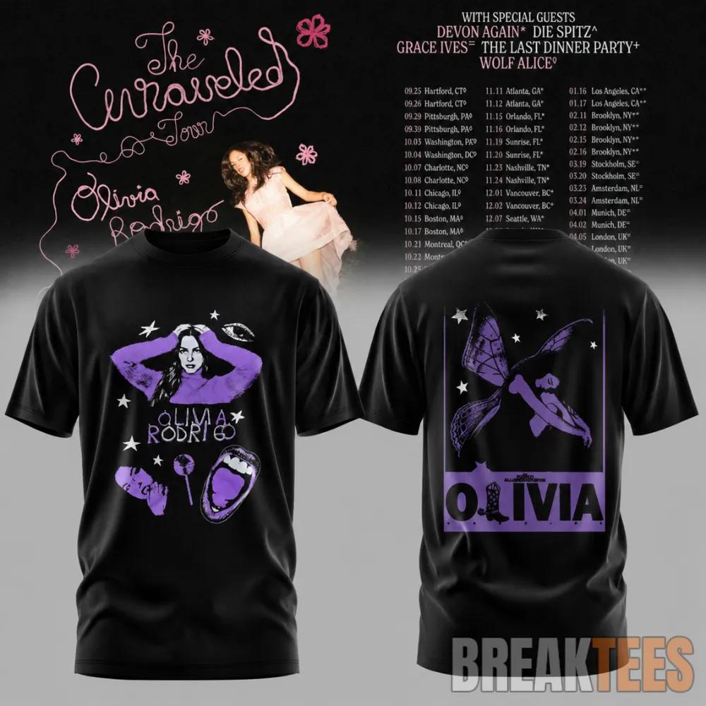 Olivia Rodrigo The Unraveled Tour 2026 Black T-Shirt