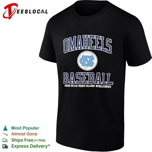 Omaheels North Carolina Tar Heels Baseball 2026 NCAA College World Series shirt