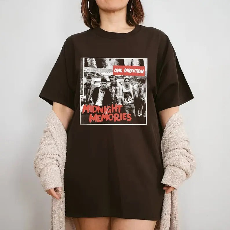 One Direction World Tour Shirt Midnight Memories Shirt One Direction Shirtmen Cotton Menswear Fit Top Womenswear Print T-Shirts