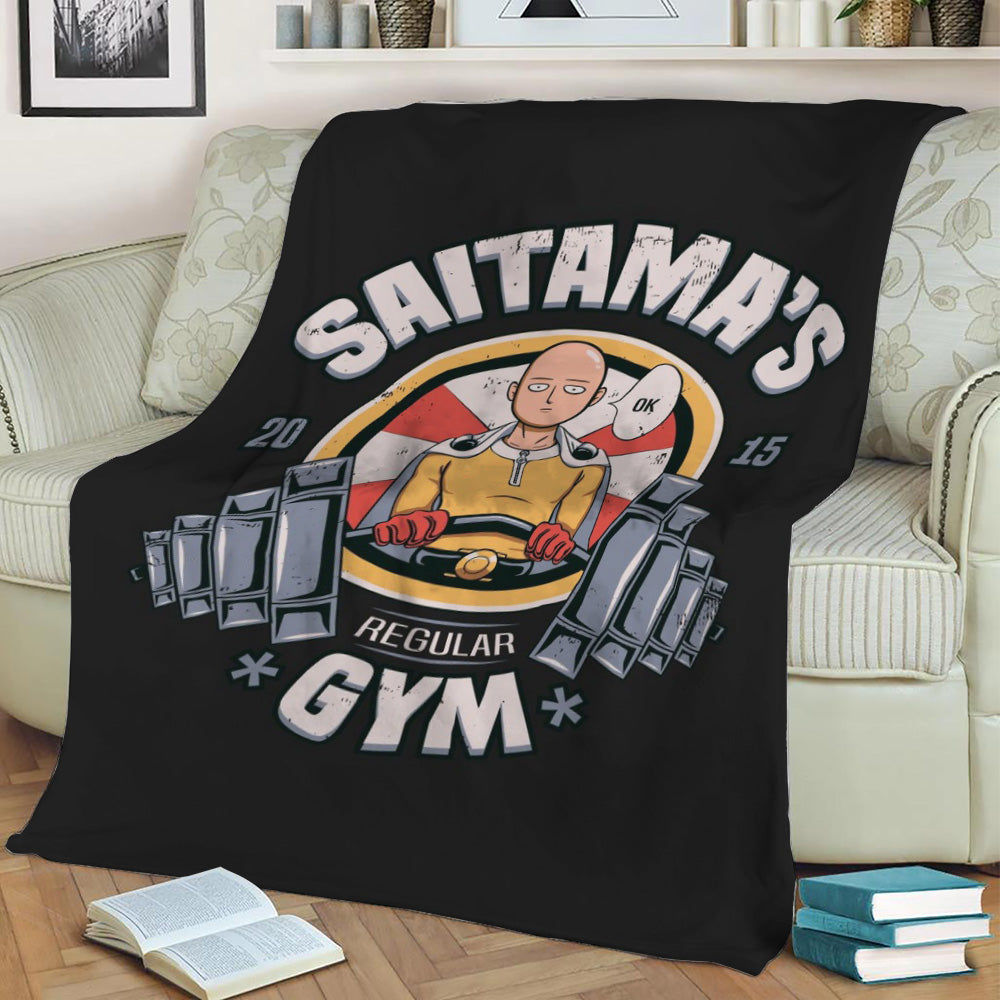 One punch man Saitama gym Fleece Throw Blanket