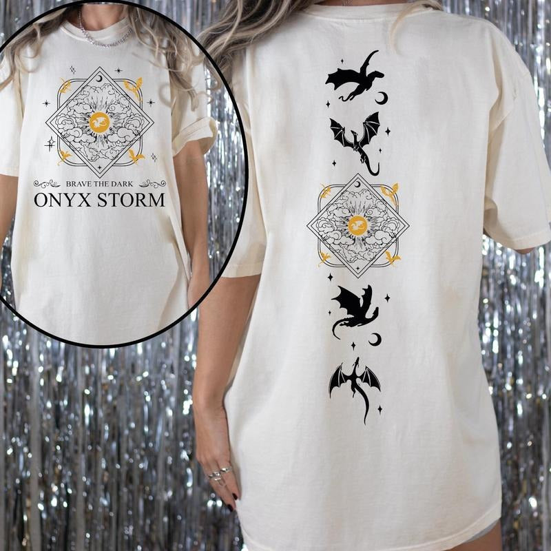 Onyx Storm Brave Dark Shirt Fourth Wing Shirt Dragon Rider Violet Sorrengail Bookish Shirt Xaden Riorson VLB930 T-Shirts