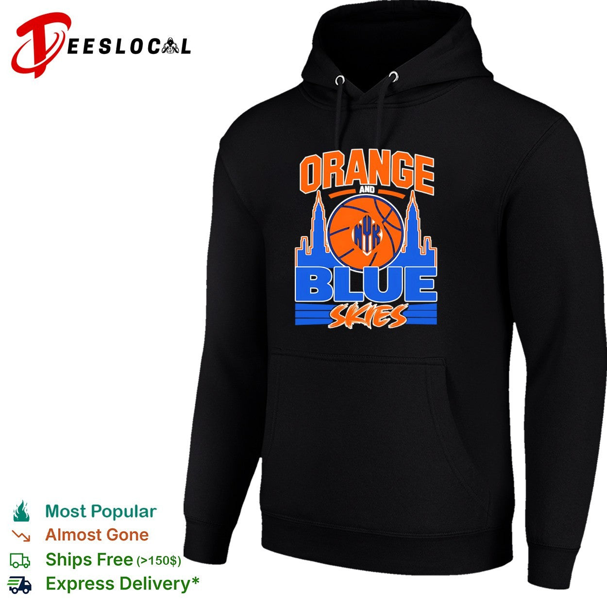 Orange and Blue Skies New York Knicks Basketball Team Logo Skyline Shirt