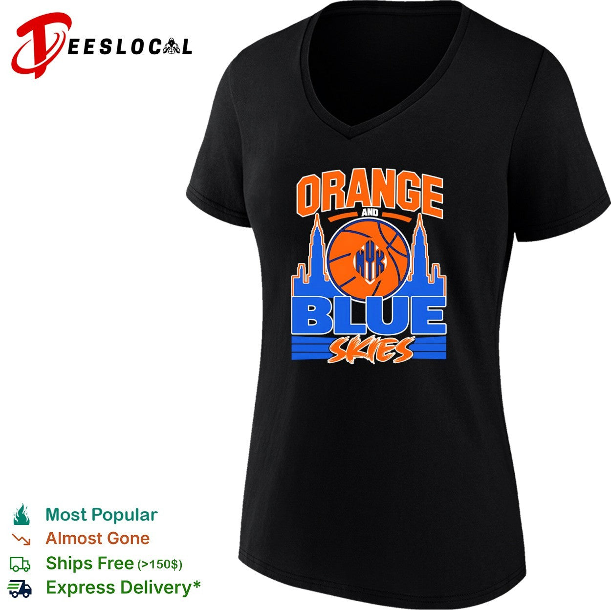 Orange and Blue Skies New York Knicks Basketball Team Logo Skyline Shirt