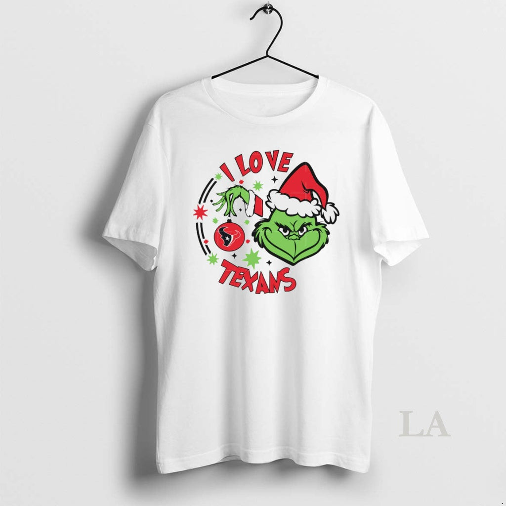 Original Houston Texans X Santa Grinch I Love Texans Christmas White