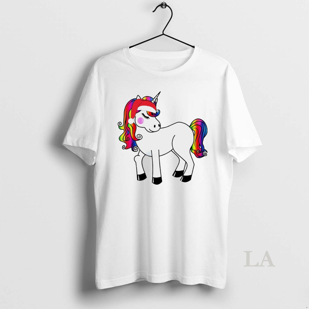 Original Rainbow Mane Christmas Unicorn Santa Hat Christmas White