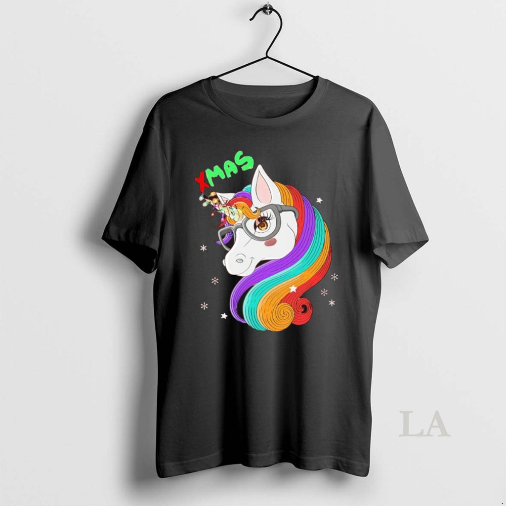 Original Xmas Glasses Unicorn Rainbow Hair Holiday