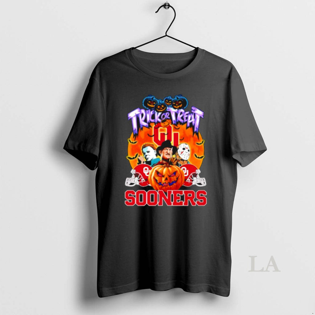 Original Trick Or Treat Oklahoma Sooners Horror Character Shirt Unisex Tshirt Blhkb6