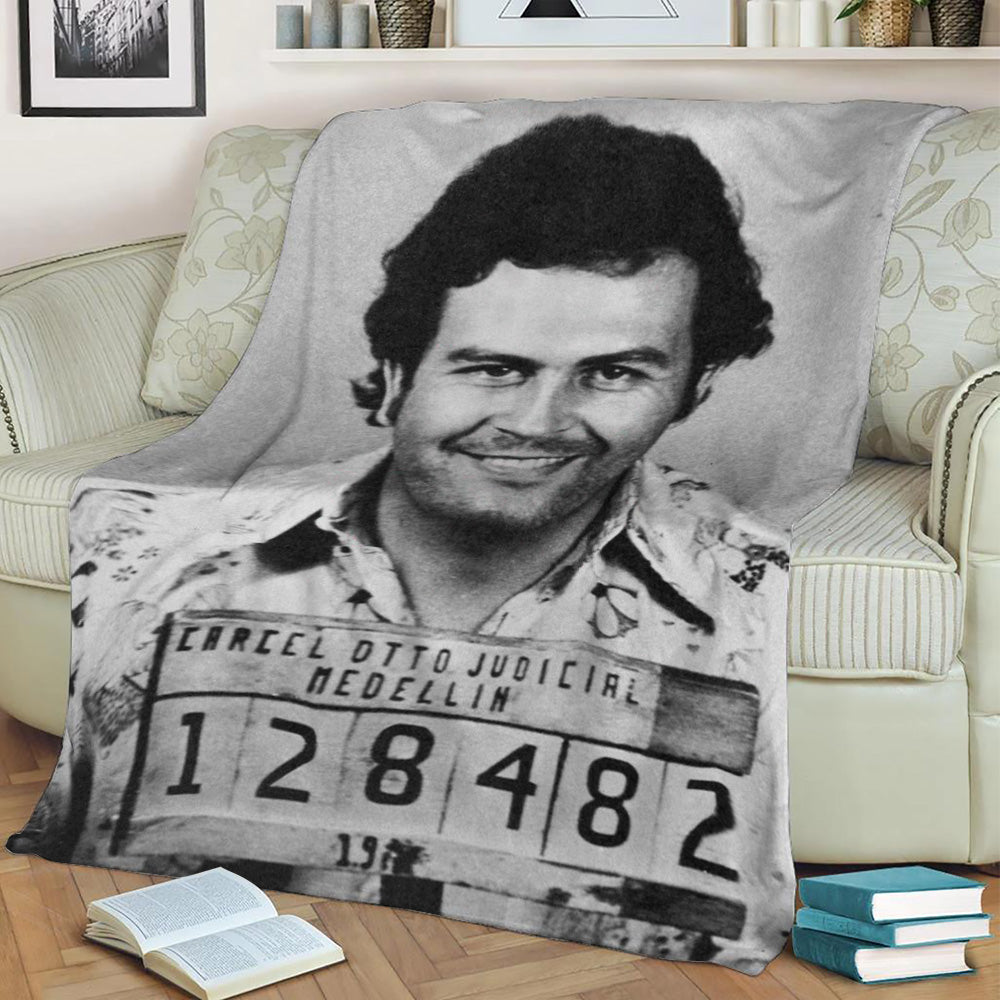 Pablo Escobar mugshot Fleece Throw Blanket