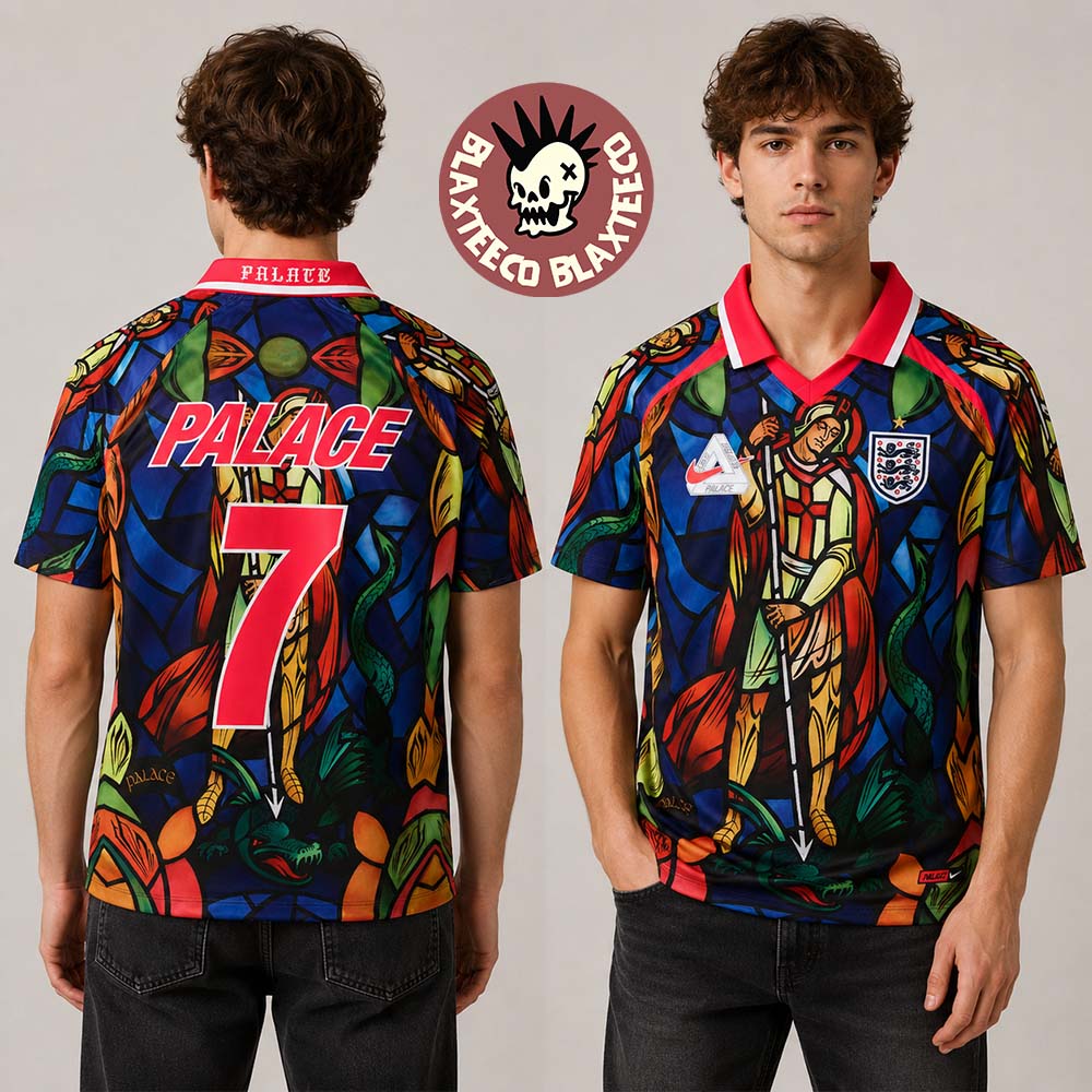 Palace X Nike X England Pewter Bright Crimson Colorful Football Jersey