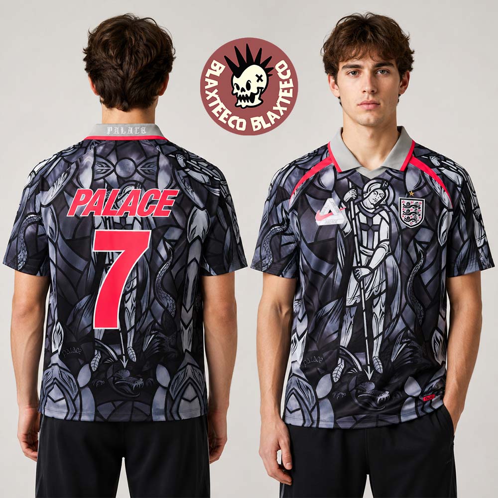 Palace X Nike X England Pewter Grey Bright Crimson Football Jersey