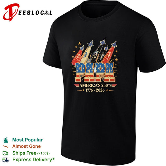 Papa America 250th 1776 2026 Lucas Noah Clara Amelia Sophia Jet Fighter Pilot shirt