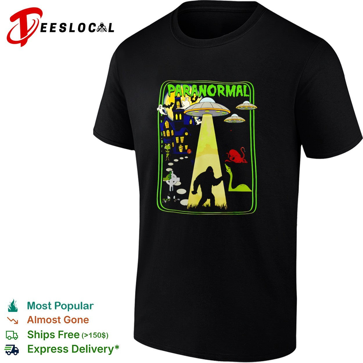 Paranormal Bigfoot UFO Ghost Loch Ness Monster Alien Kraken Cryptid Legend shirt