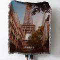 Paris Woven Tapestry Throw Blanket with Fringe