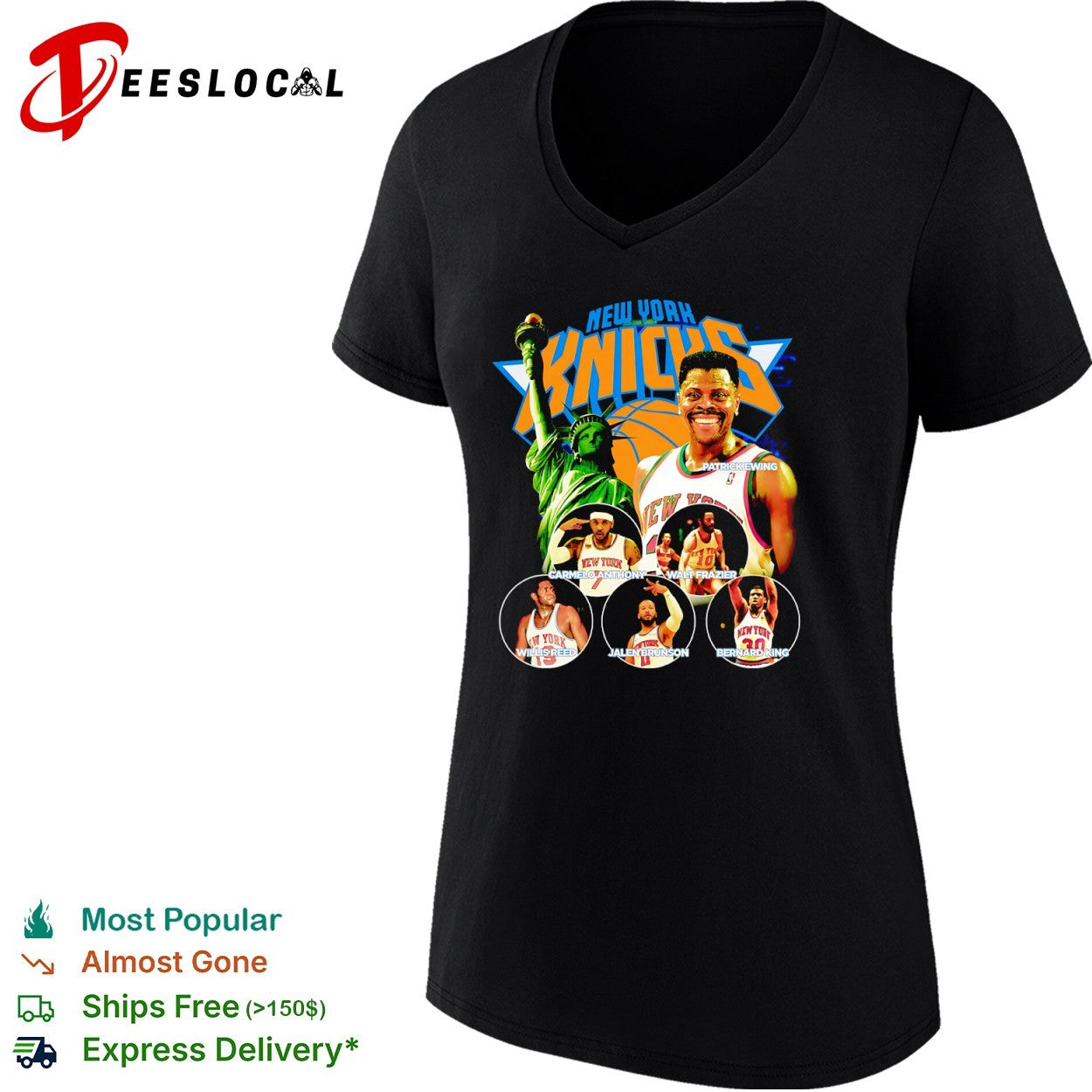 Patrick Ewing Carmelo Anthony Walt Frazier Willis Reed Jalen Brunson Bernard King New York Knicks shirt