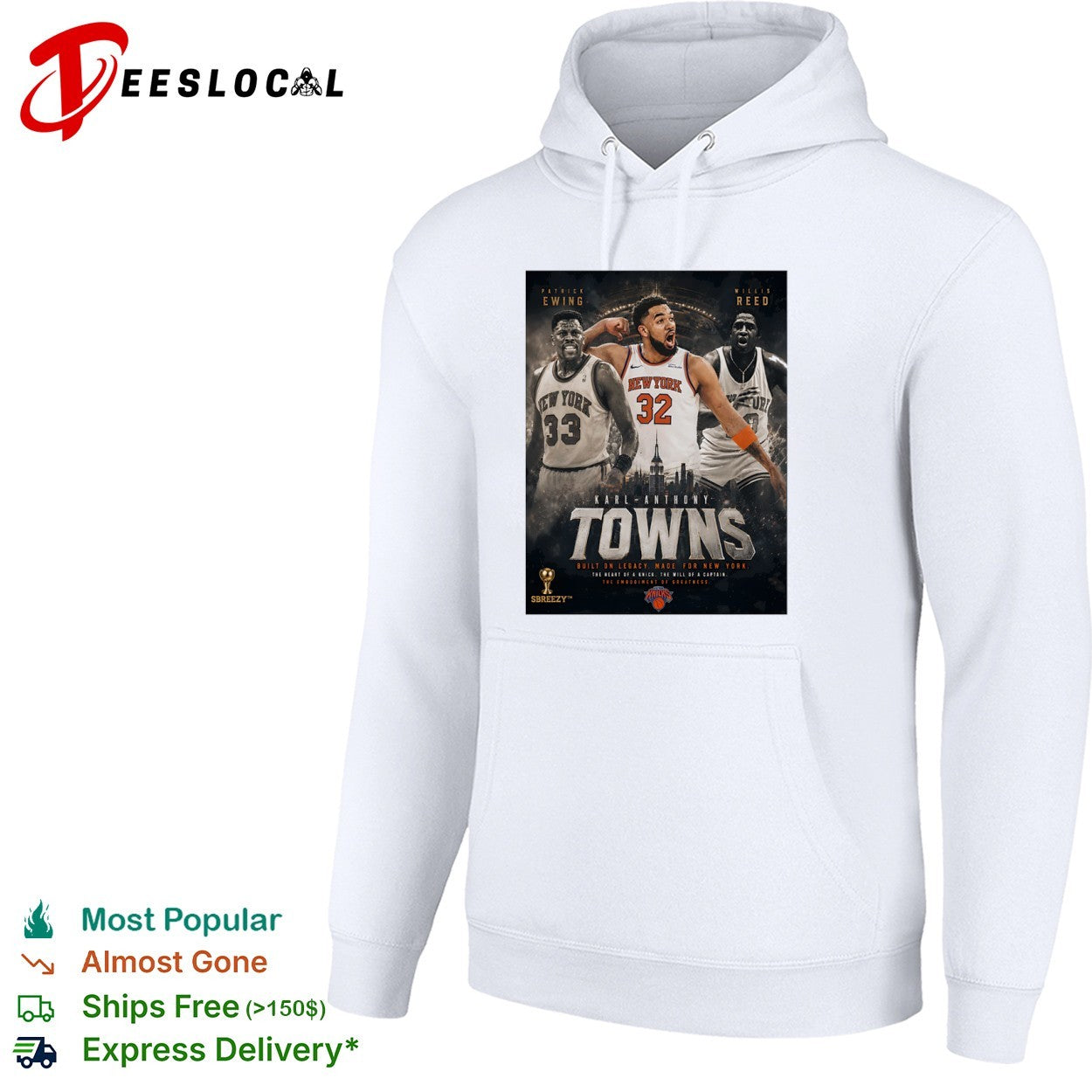 Patrick Ewing Karl-Anthony Towns Willis Reed New York Knicks NBA Built on Legacy shirt
