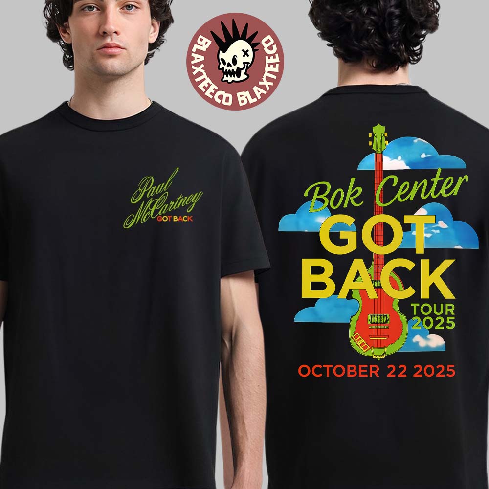 Paul McCartney Bok Center Tulsa 2025 Venue Tee On October 22 2025 Got Back Tour 2025 Guitar Black T-Shirt