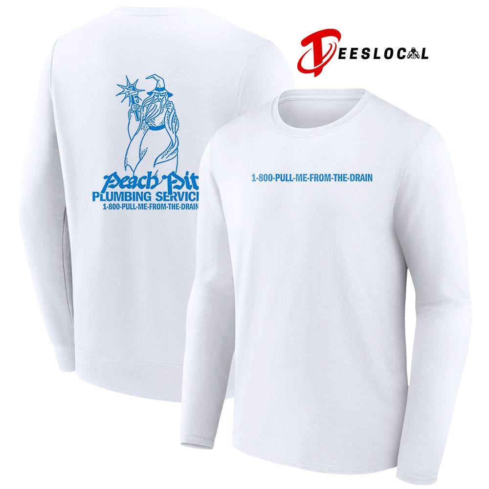 Peach Pit plumbing services pull me from the drain wizard biz art shirt