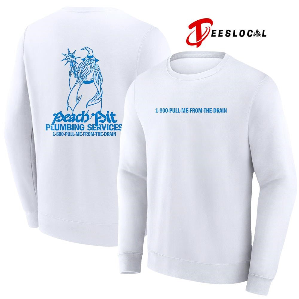 Peach Pit plumbing services pull me from the drain wizard biz art shirt