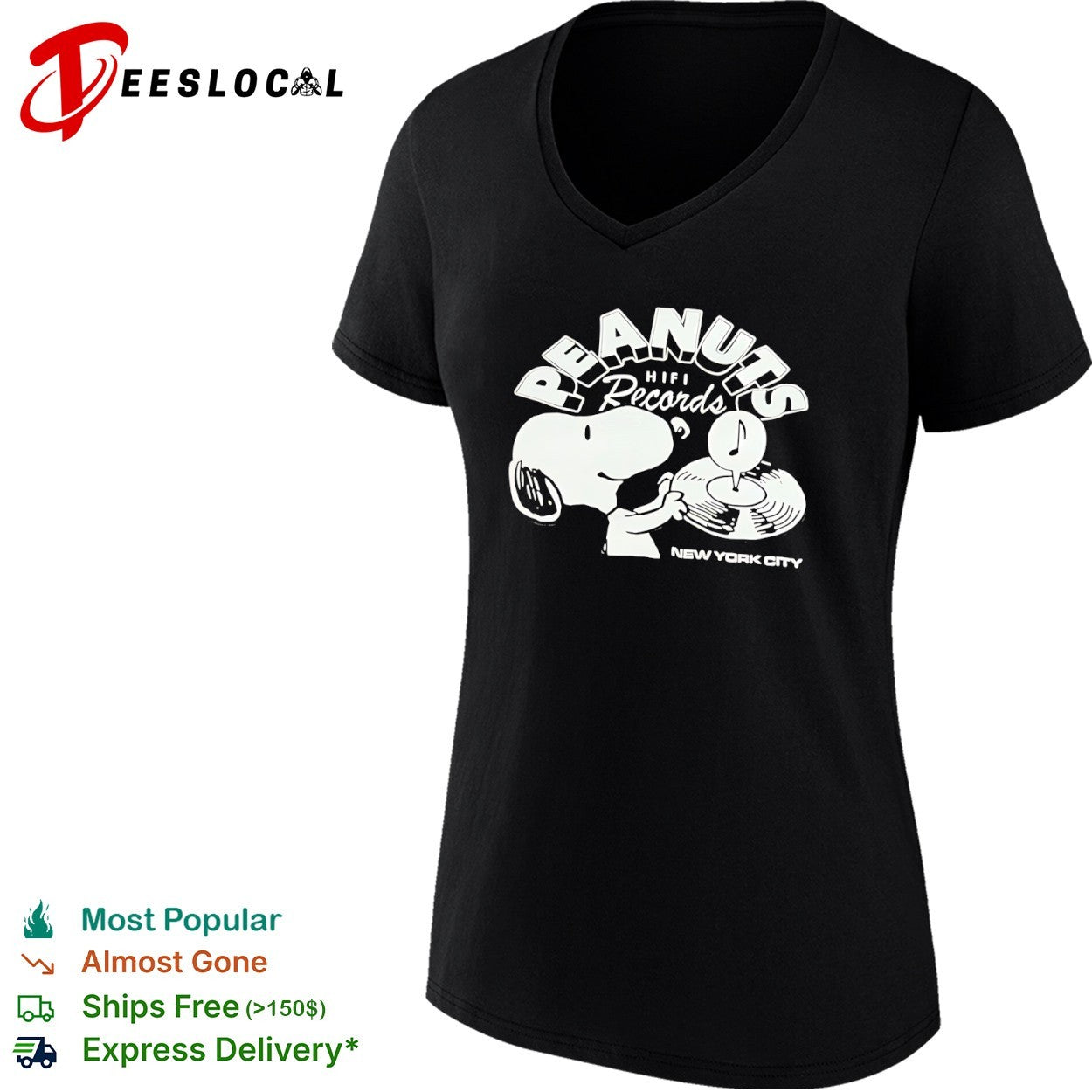 Peanuts HiFi Records New York City Snoopy Music Vinyl shirt