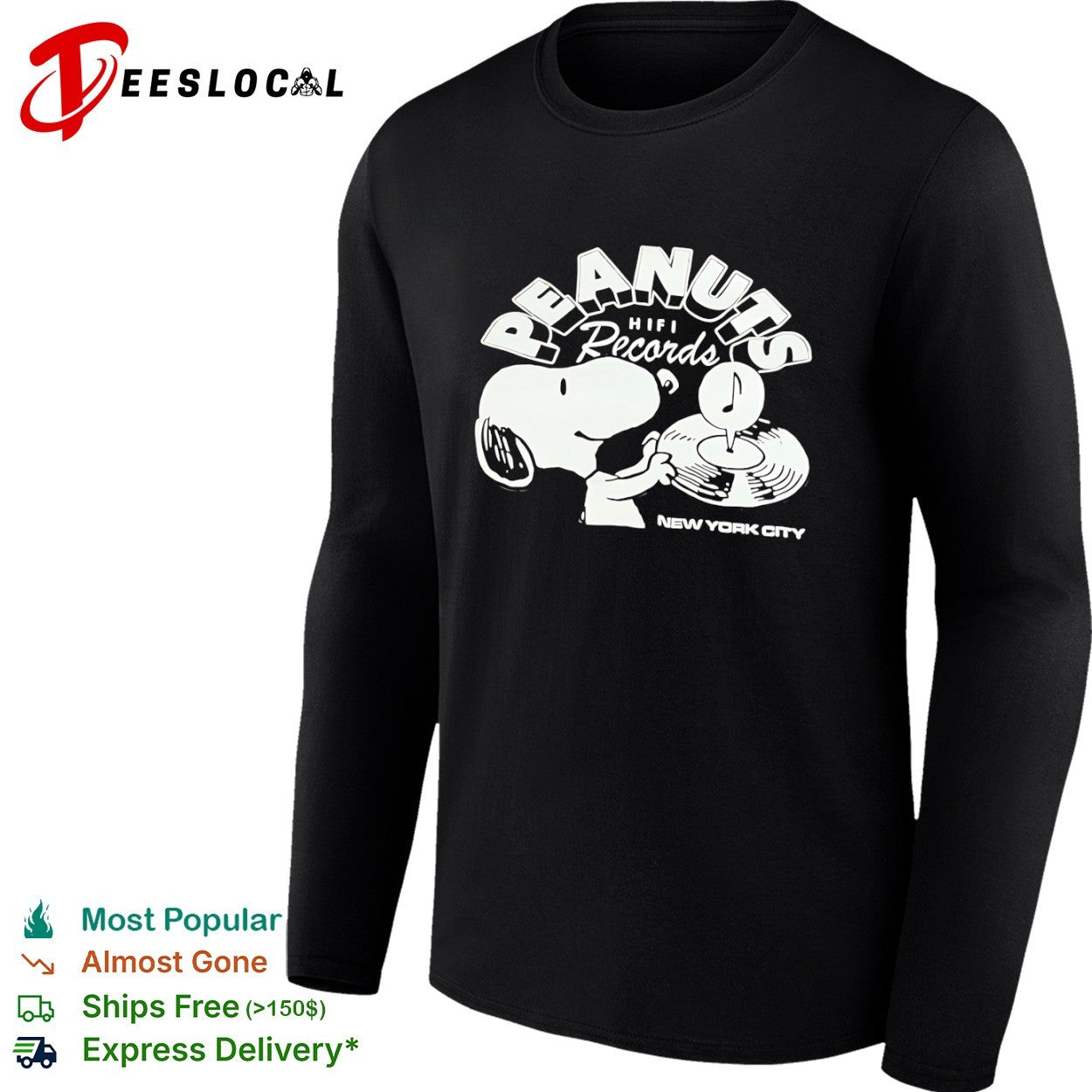 Peanuts HiFi Records New York City Snoopy Music Vinyl shirt