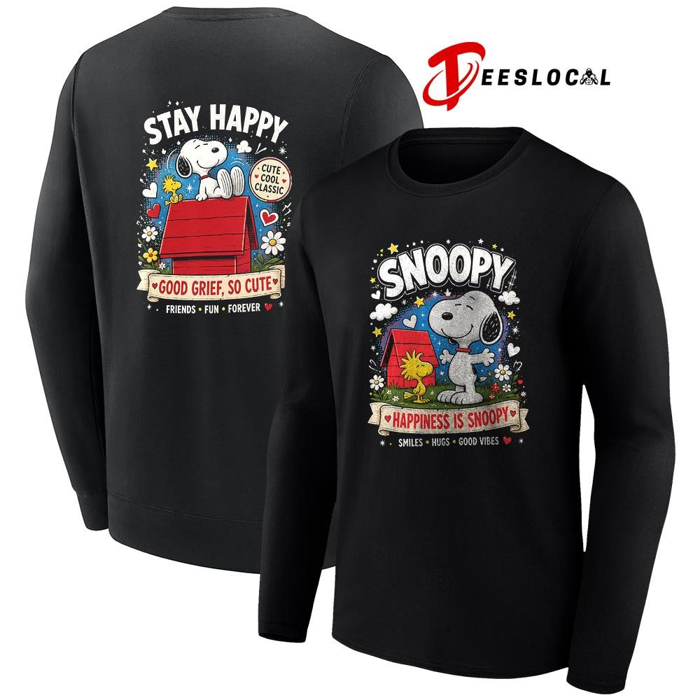Peanuts Snoopy happiness is Snoopy smile hugs good vibes good grief so cute shirt
