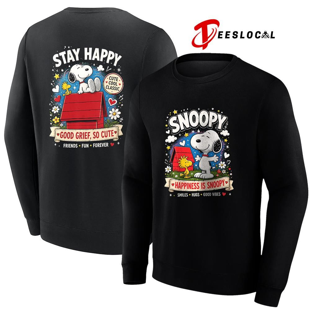 Peanuts Snoopy happiness is Snoopy smile hugs good vibes good grief so cute shirt