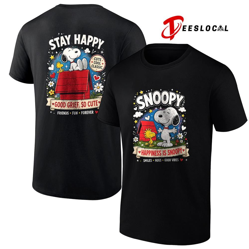 Peanuts Snoopy happiness is Snoopy smile hugs good vibes good grief so cute shirt