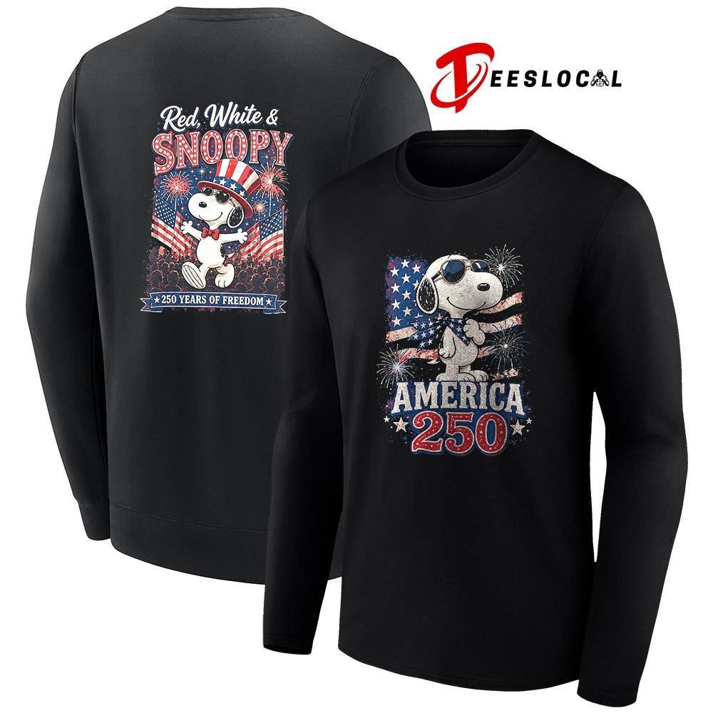 Peanuts Snoopy red white and 250 years of freedom America graphic shirt