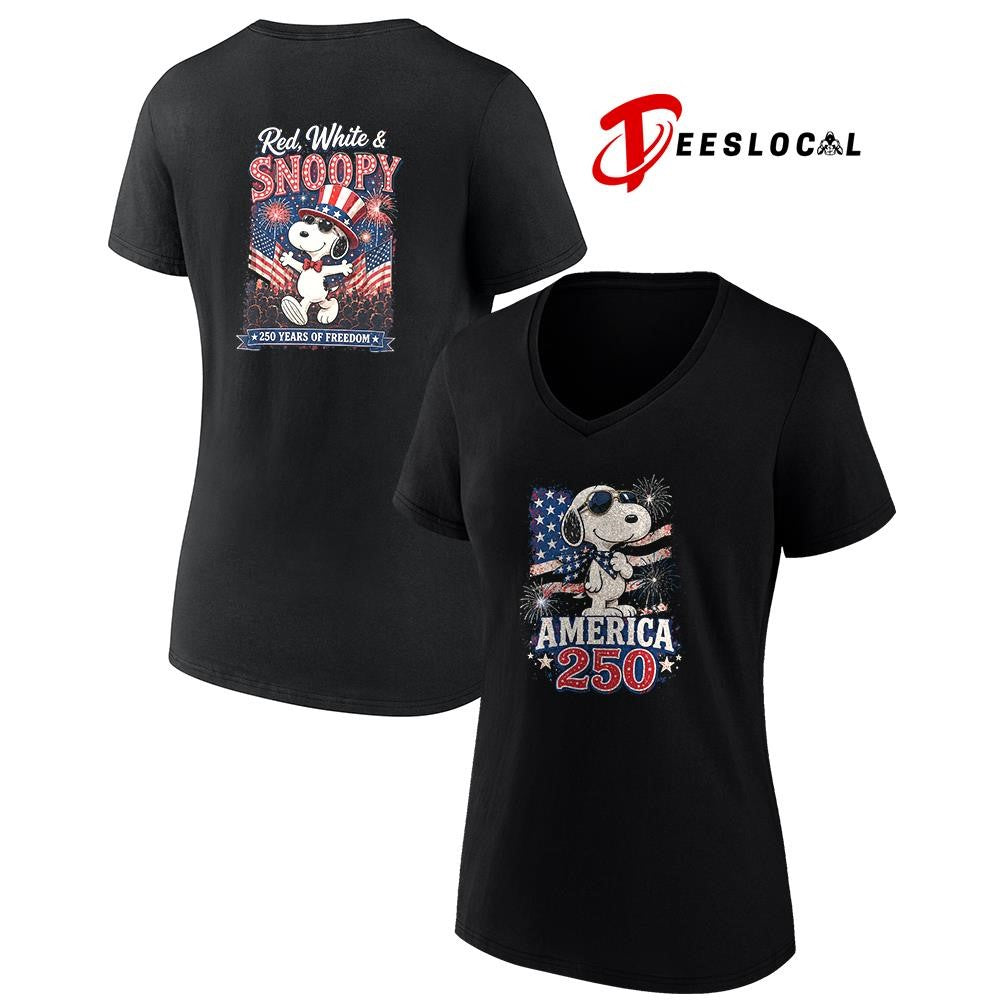 Peanuts Snoopy red white and 250 years of freedom America graphic shirt