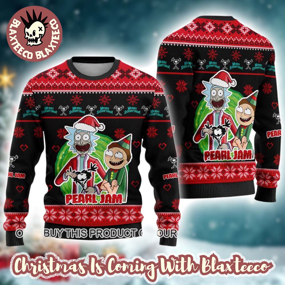 Pearl Jam Band Rick And Morty Holidng Logo Ugly Christmas Sweater