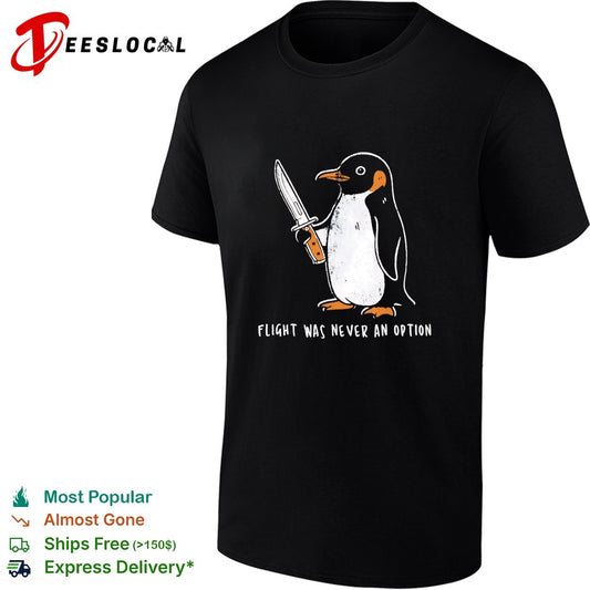 Penguin Flight Was Never An Option Knife Funny Meme Parody Animal Graphic shirt