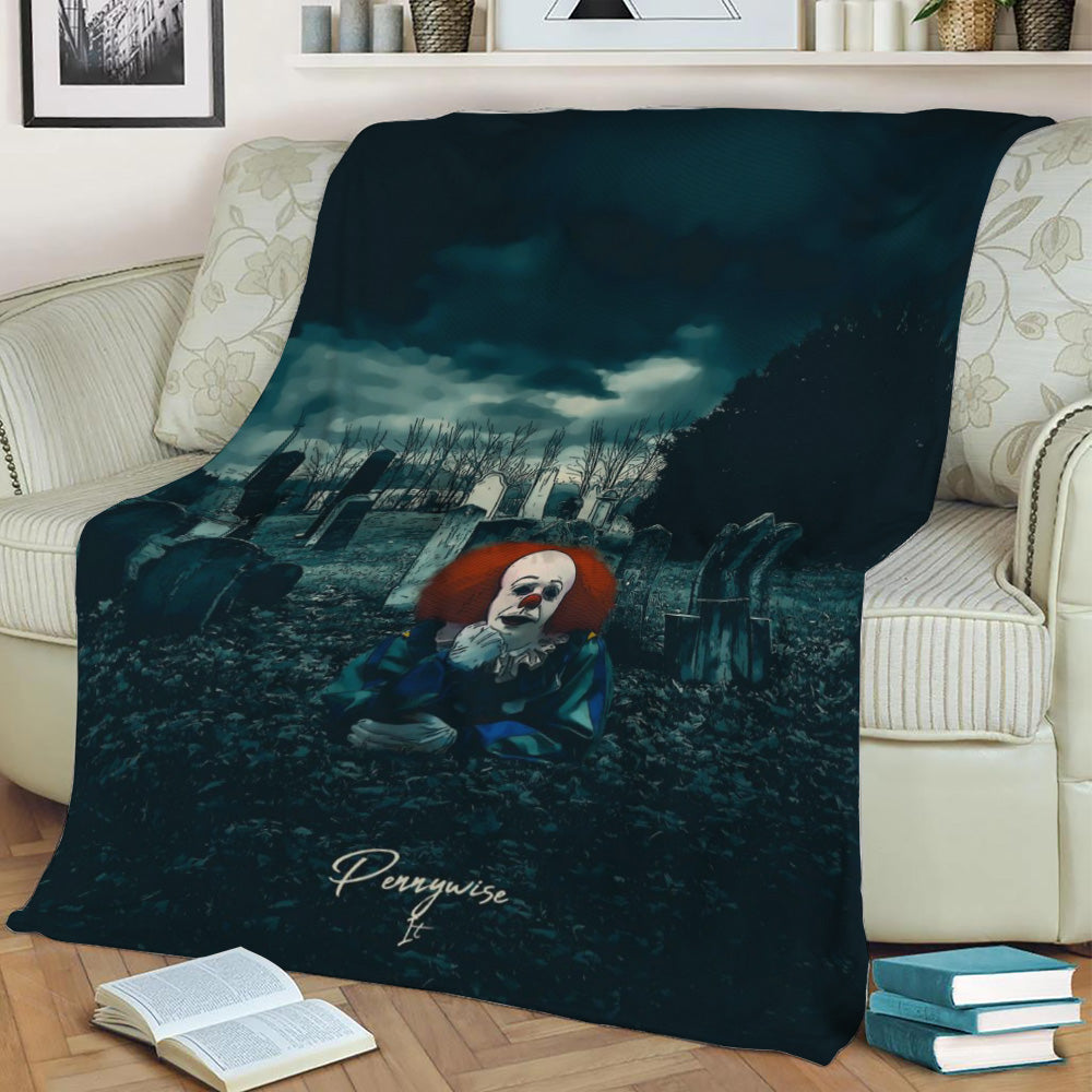 Pennywise-It (Tim Curry) Fleece Throw Blanket