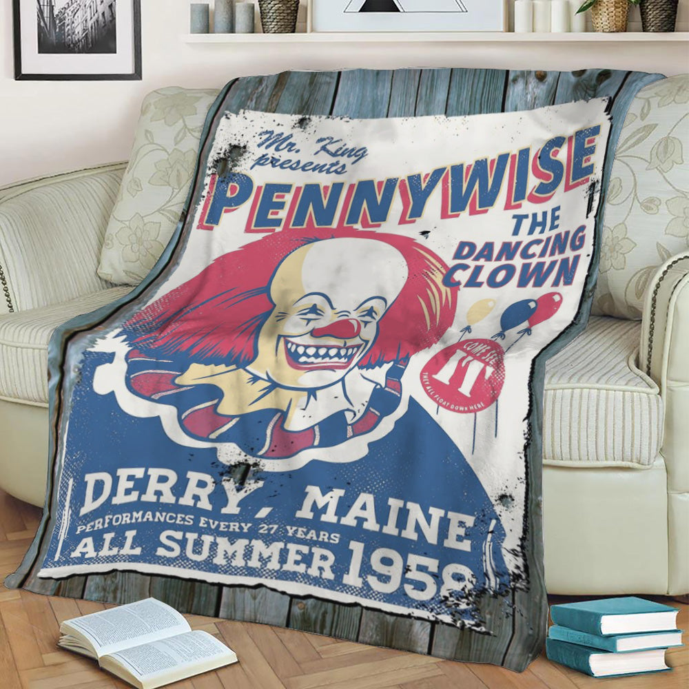 Pennywise Clown Poster Fleece Throw Blanket