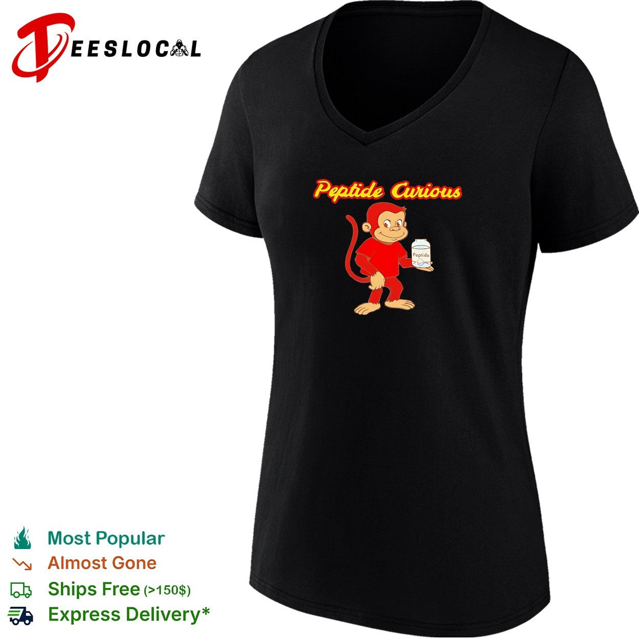 Peptide Curious red monkey funny shirt
