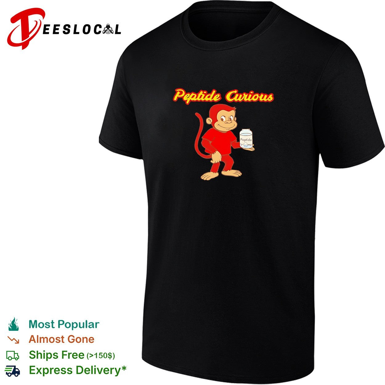 Peptide Curious red monkey funny shirt