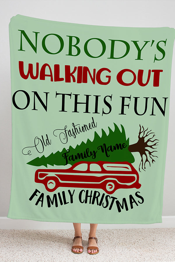 Personalized Family Christmas Fleece Blanket Green