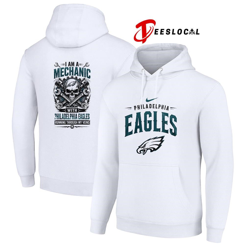 Philadelphia Eagles I am a mechanic running through my veins skeleton shirt