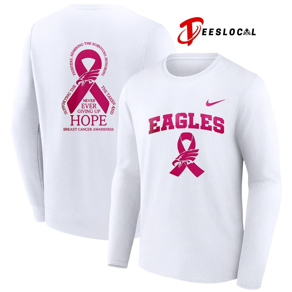 Philadelphia Eagles never ever giving up hope breast cancer awareness shirt