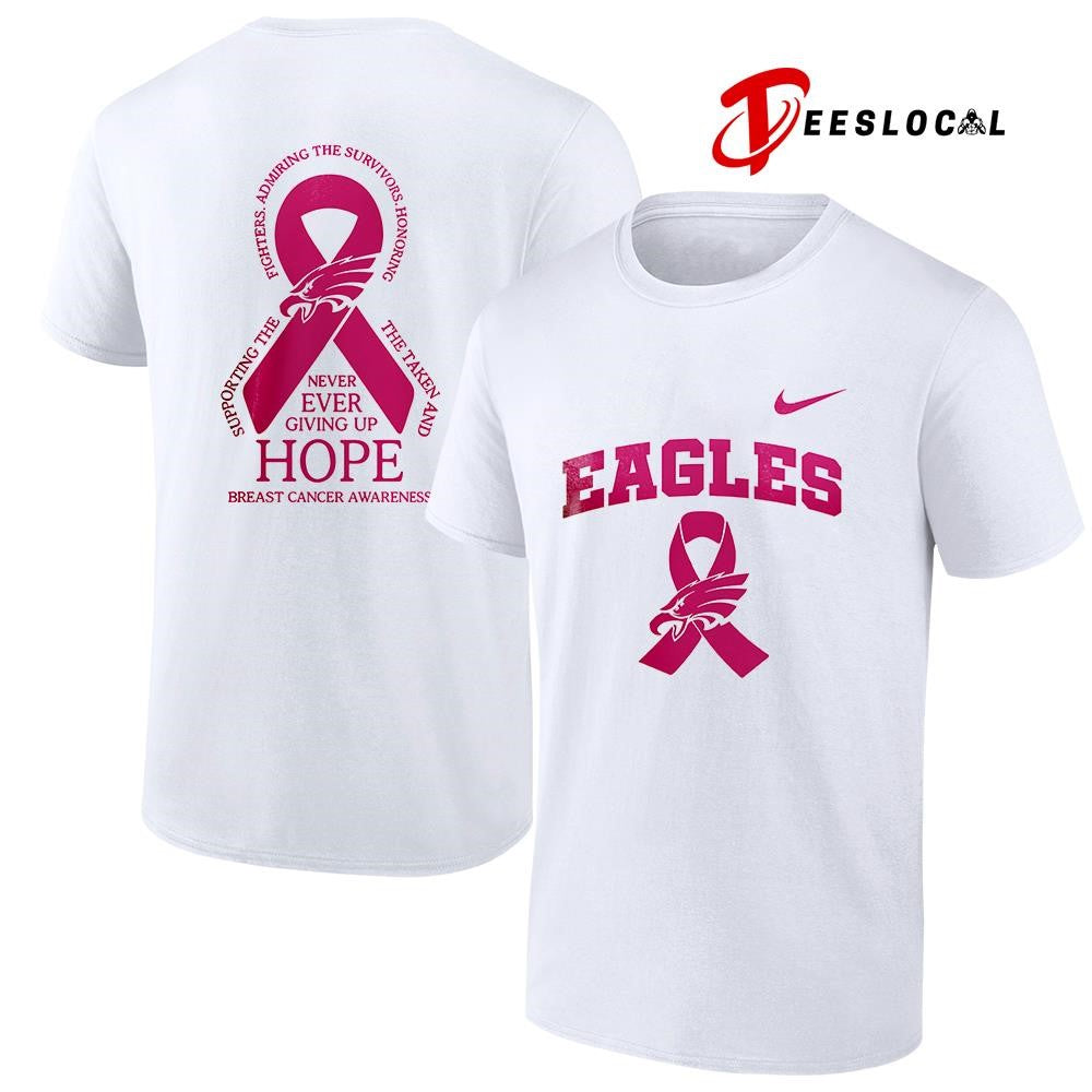Philadelphia Eagles never ever giving up hope breast cancer awareness shirt