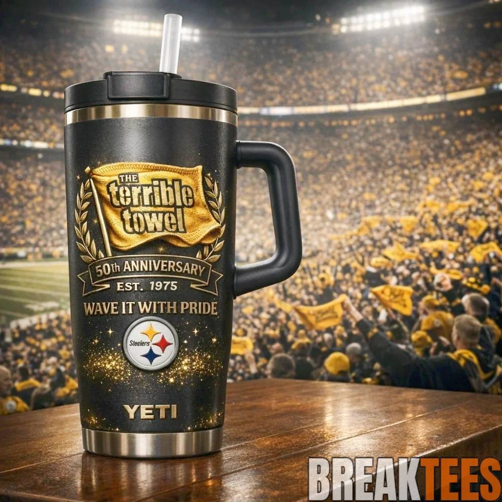 Pittsburgh Steelers Terrible Towel 50th Anniversary YETI Tumbler