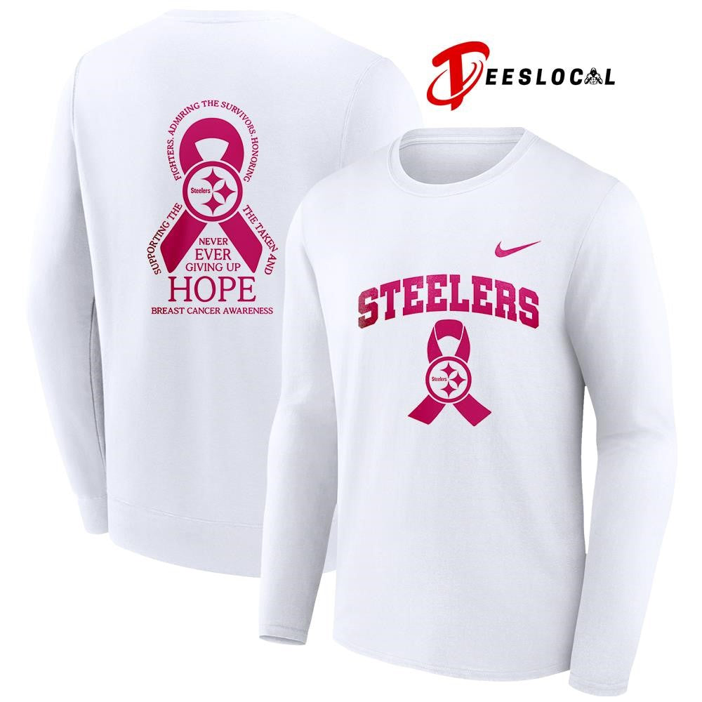 Pittsburgh Steelers never ever giving up hope breast cancer awareness shirt