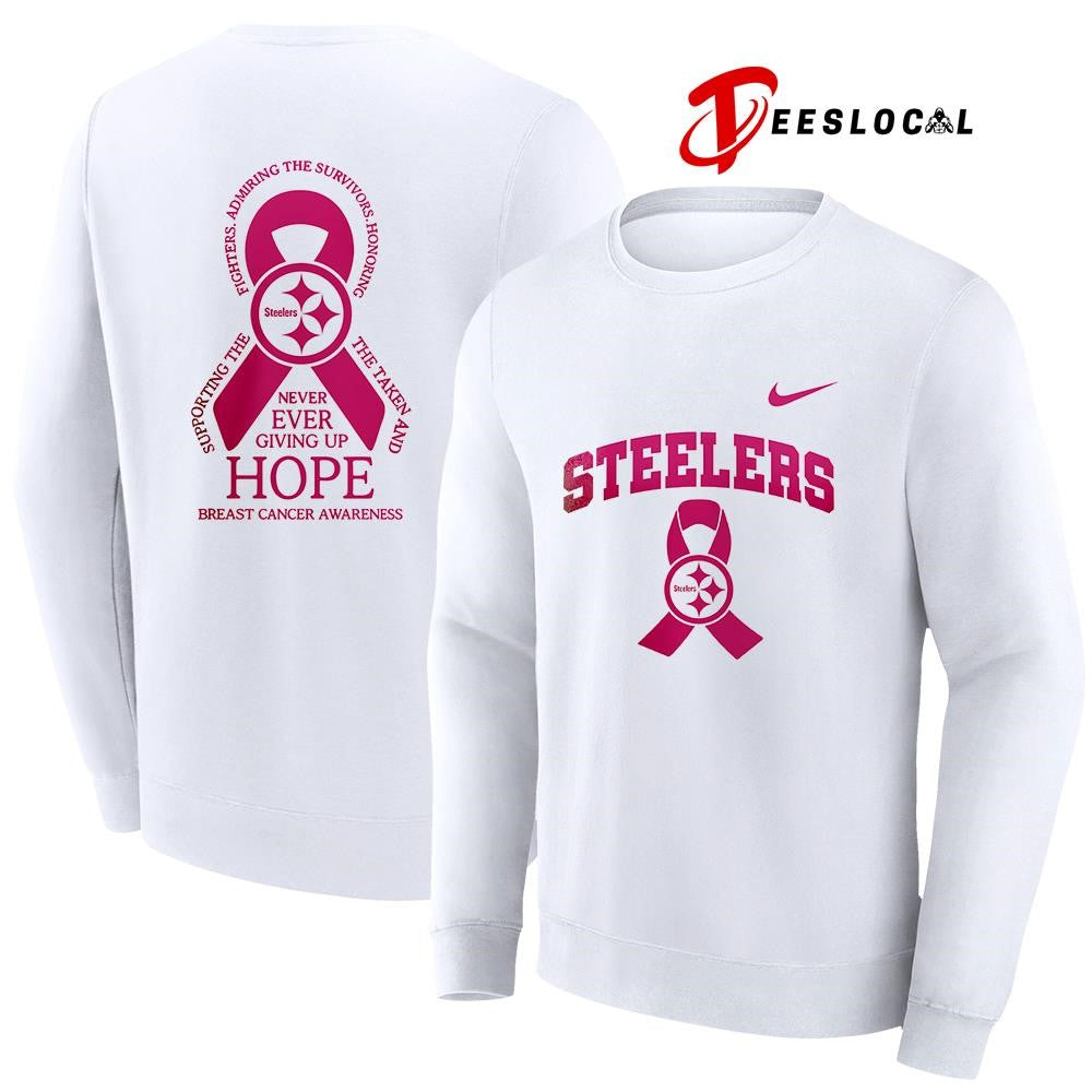 Pittsburgh Steelers never ever giving up hope breast cancer awareness shirt