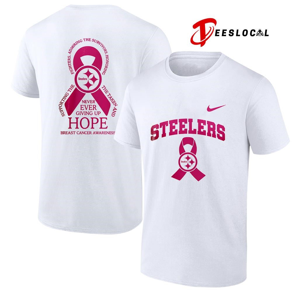 Pittsburgh Steelers never ever giving up hope breast cancer awareness shirt