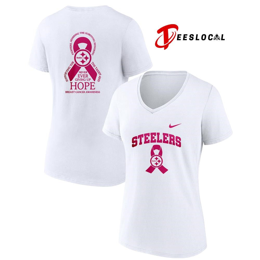 Pittsburgh Steelers never ever giving up hope breast cancer awareness shirt