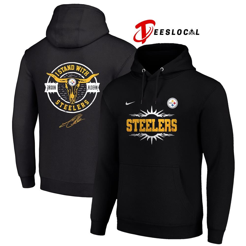 Pittsburgh Steelers x Jason Aldean I stand signature logo shirt