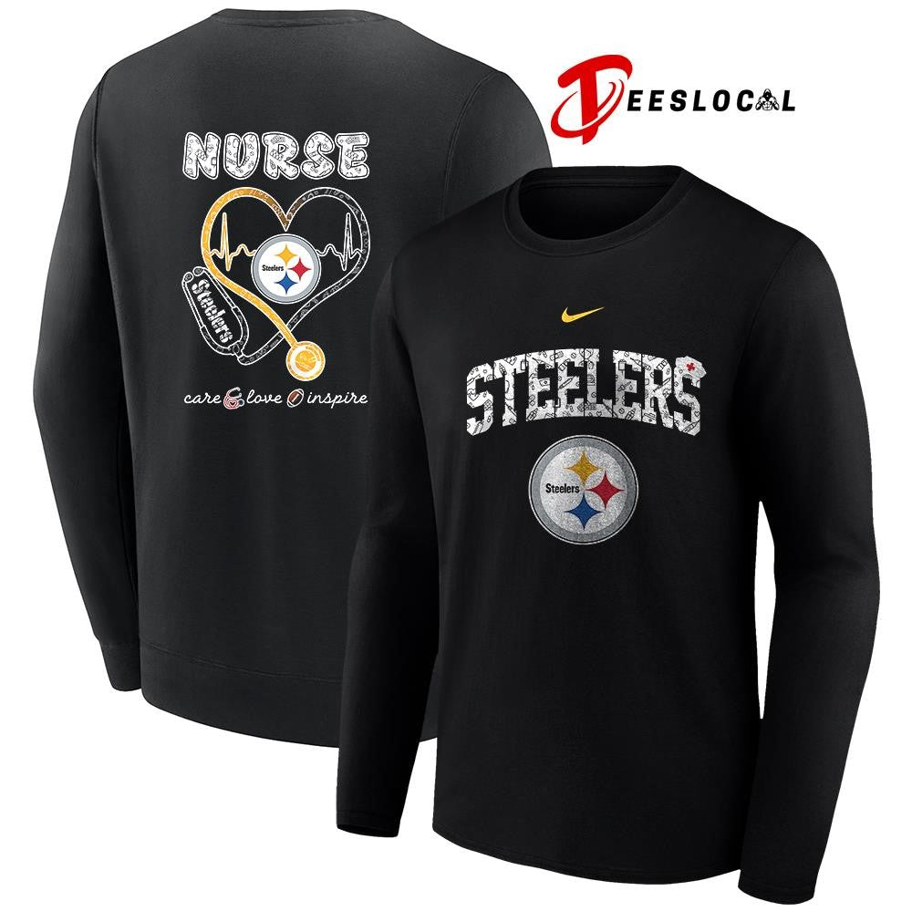 Pittsburgh Steelers x Nurse care love inspire logo shirt