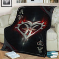 Poker Cards Ace Hearts Fleece Throw Blanket