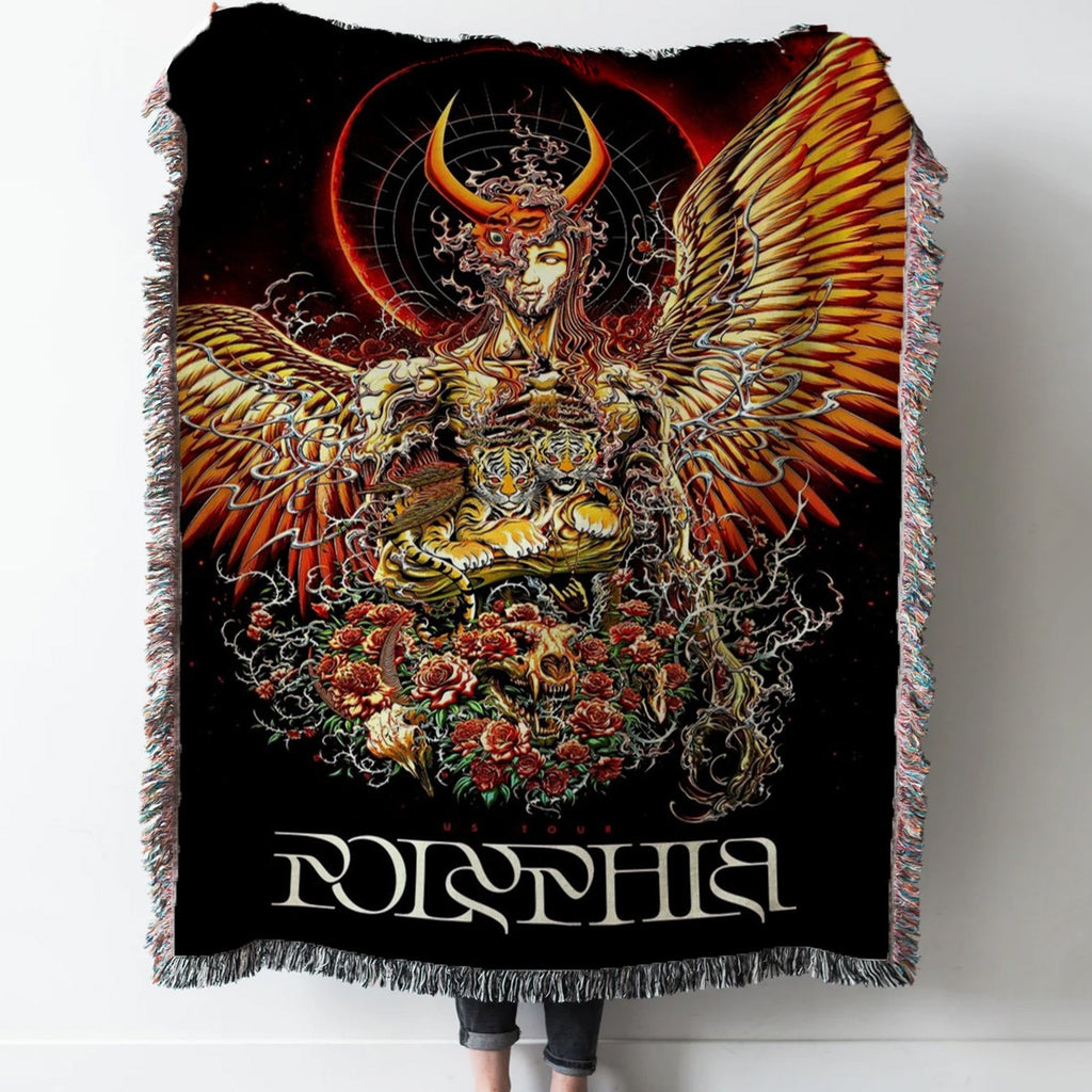 Polyphia Tour Woven Tapestry Throw Blanket with Fringe
