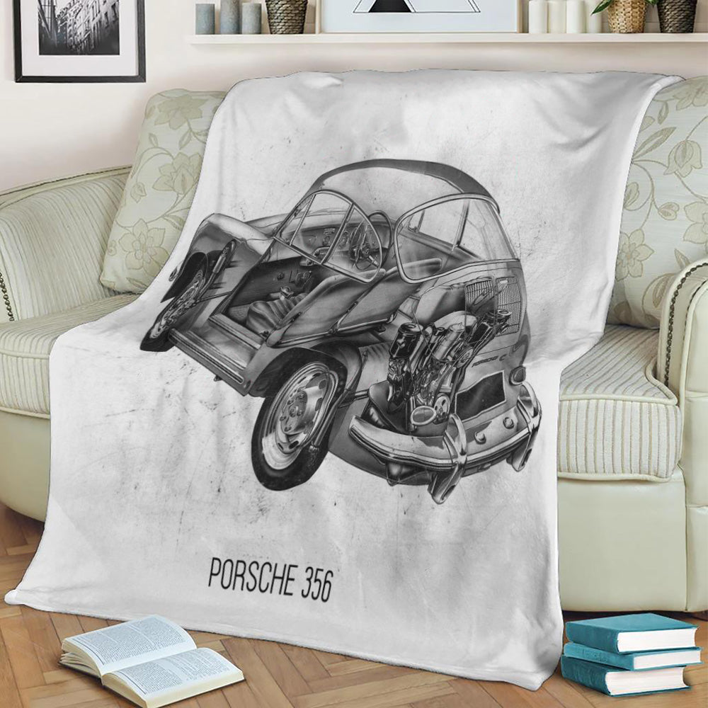 Porsche 356 Fleece Throw Blanket