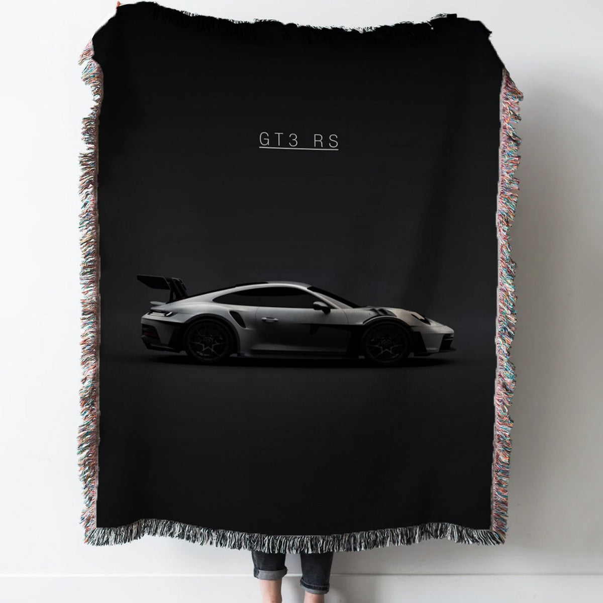Porsche 911 GT3 RS 2022 Woven Tapestry Throw Blanket with Fringe